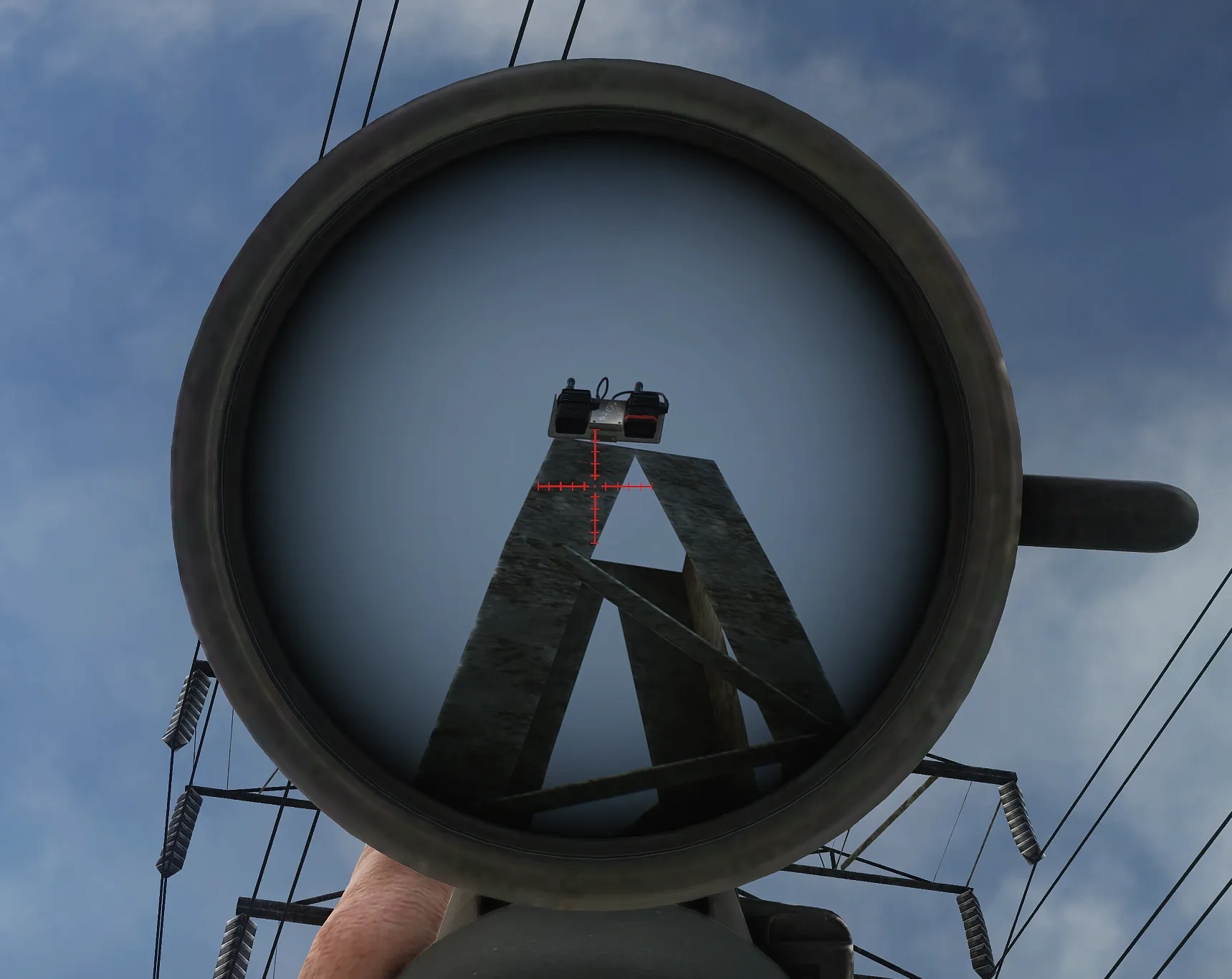 The transmitter on the power-line tower