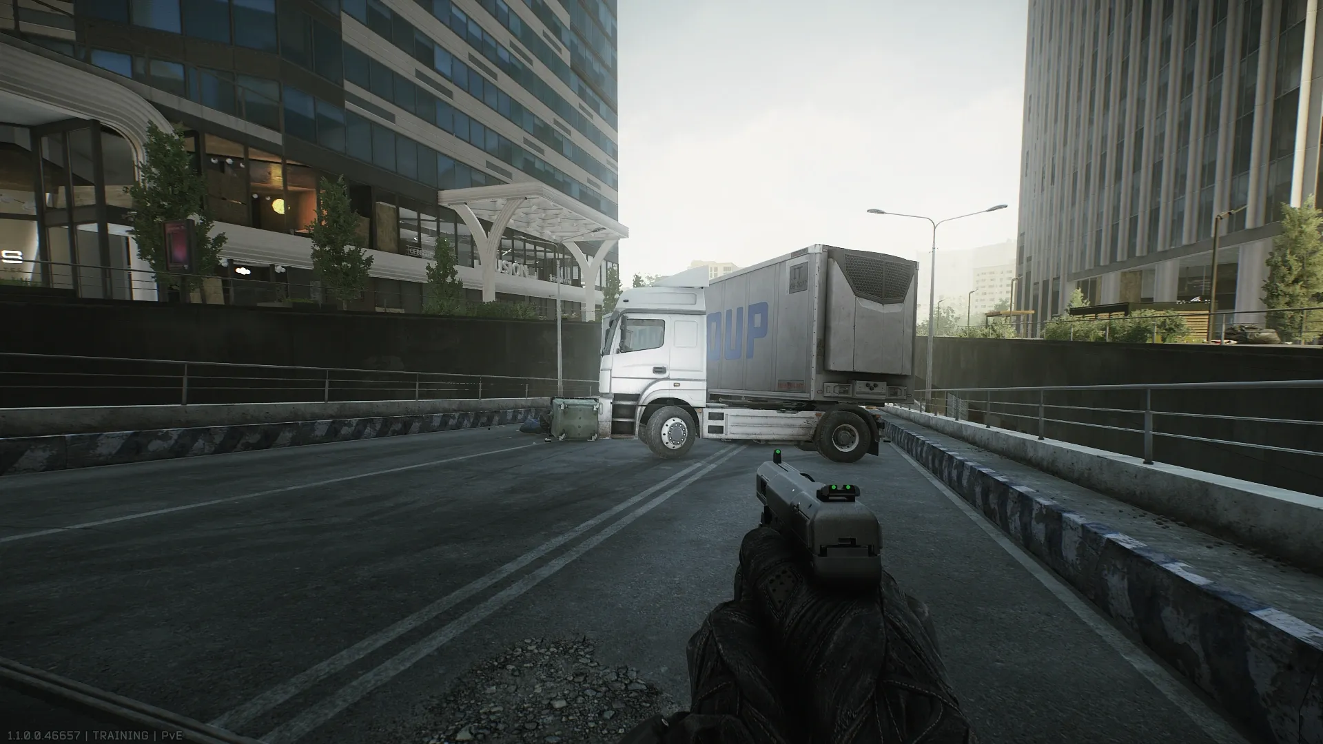 The truck on the ramp to the Streets transit