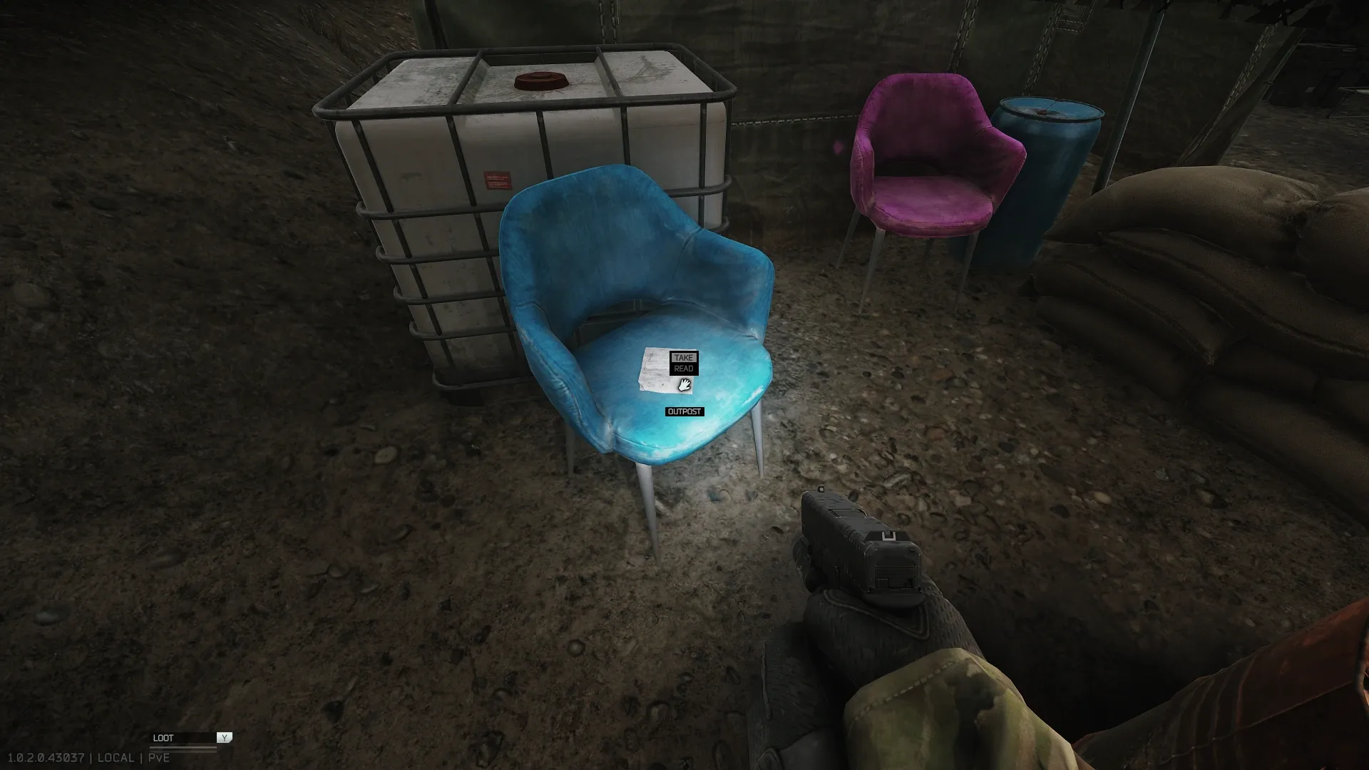 BEAR note from the outpost behind Ultra on the blue chair next to the firebarrel
