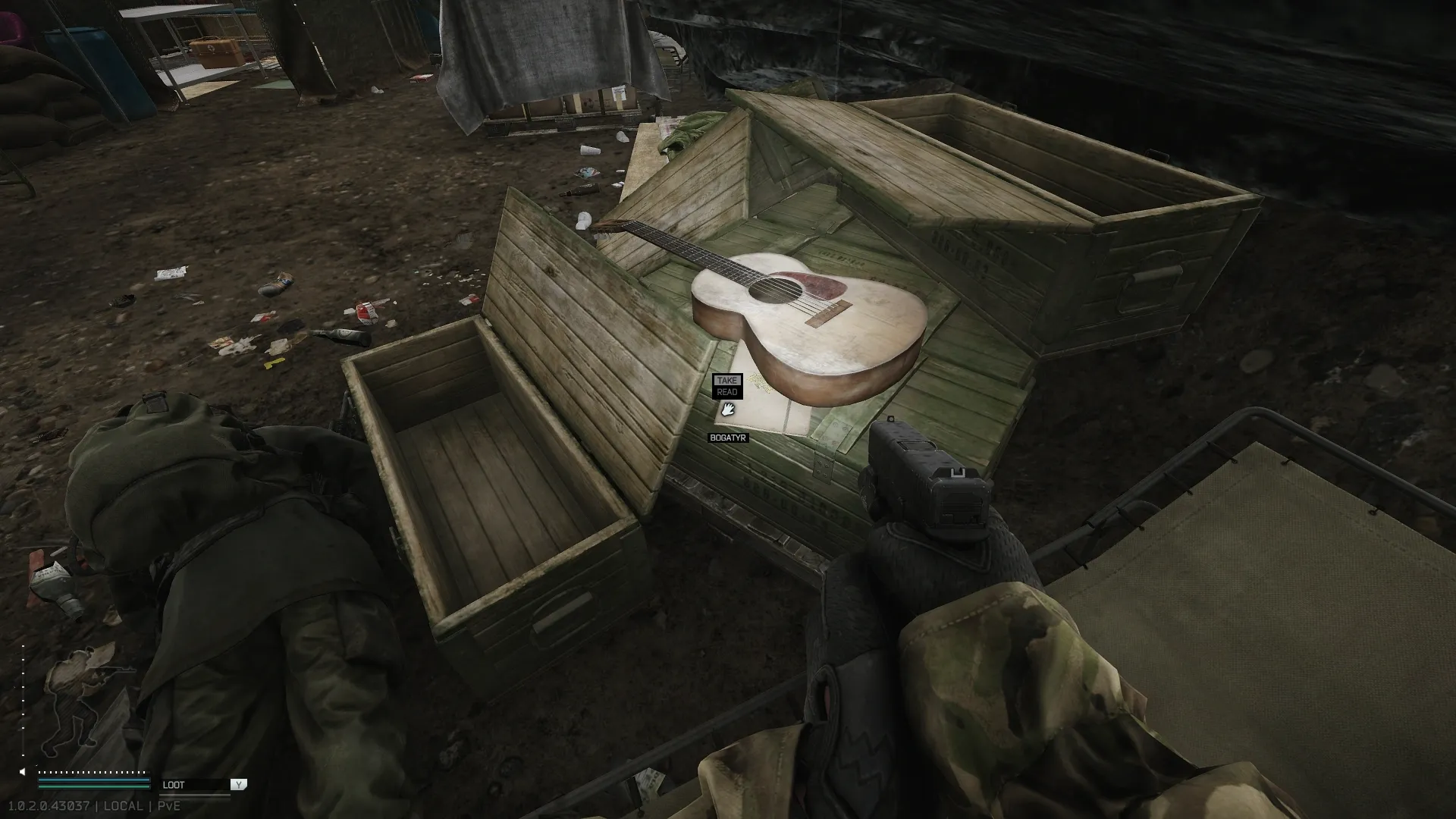Bogatyr squad operations report next to the guitar under the rock
