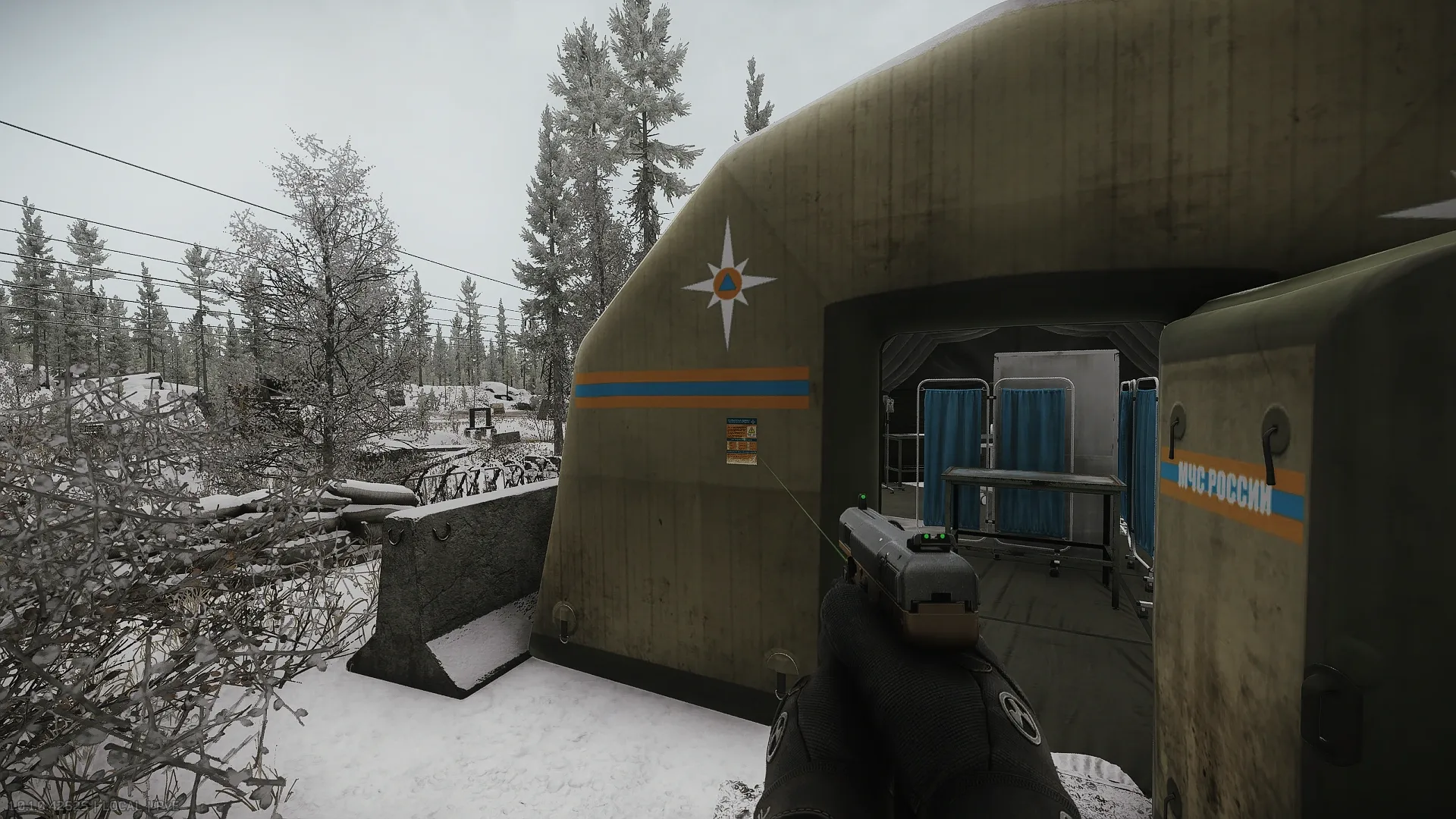 On a tent west of the highway near the "Path to River" extraction on interchange — 1