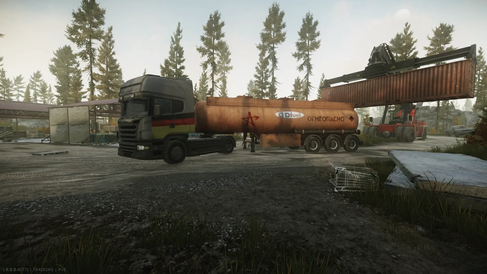 Tanker truck #2 west of the highway in the area near the "Path to River" extraction