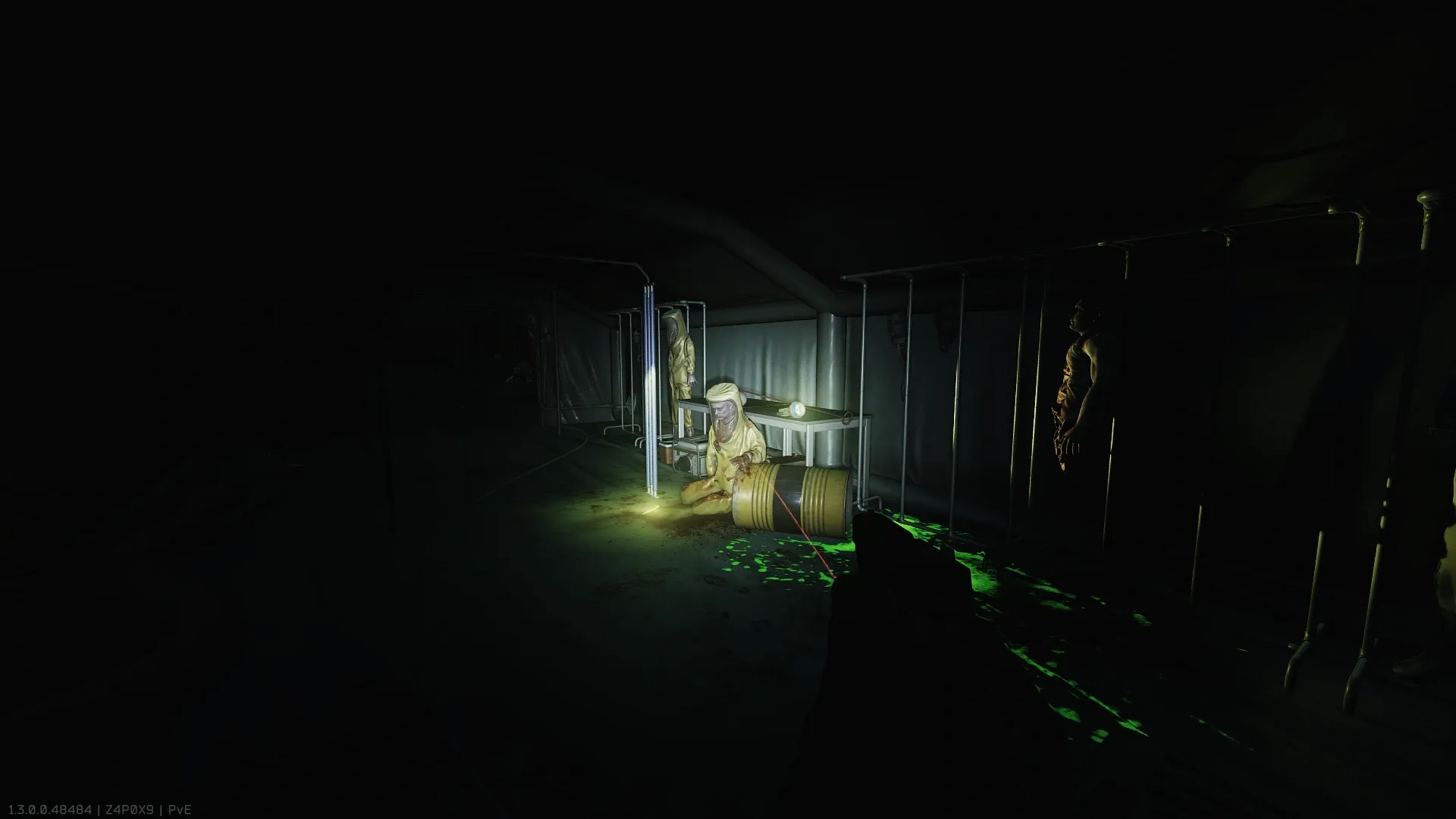 Locate the dead scientist in a hazmat suit on Infected Lab or Infected Factory — 1