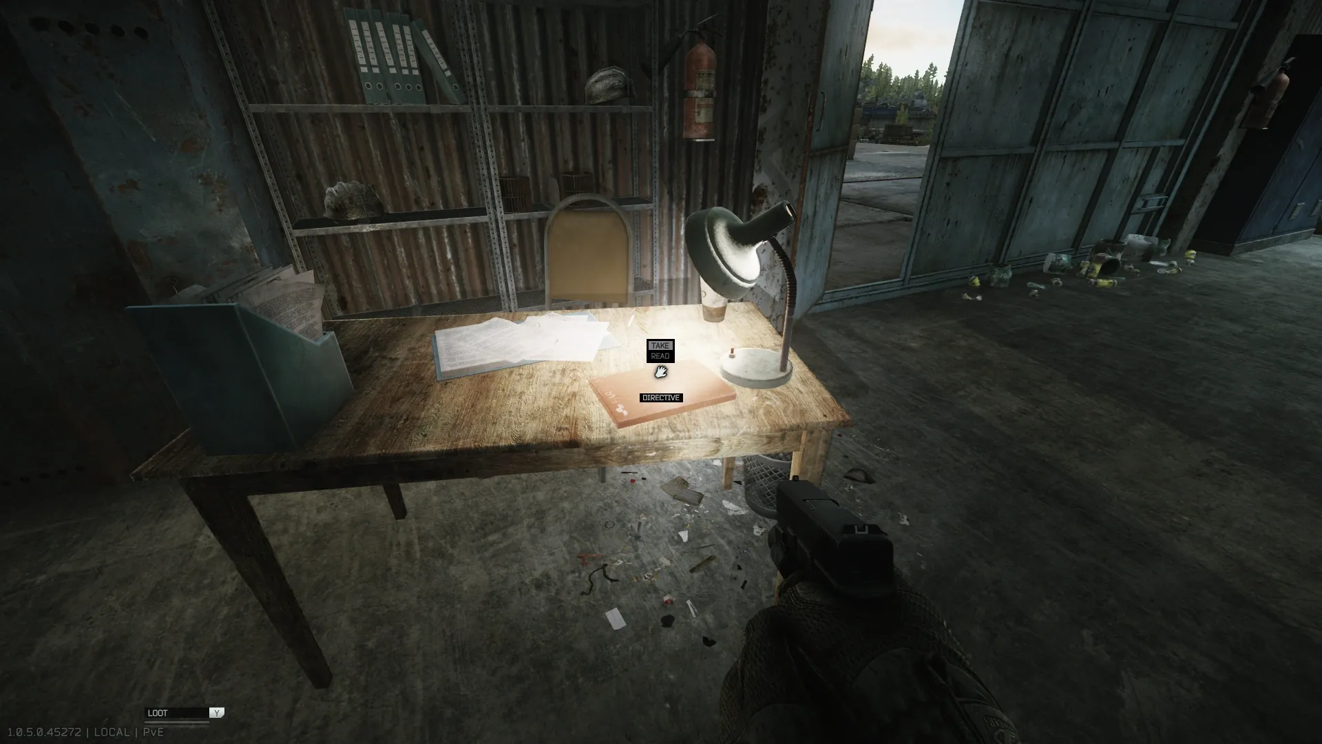 The directive on the table next to the lamp