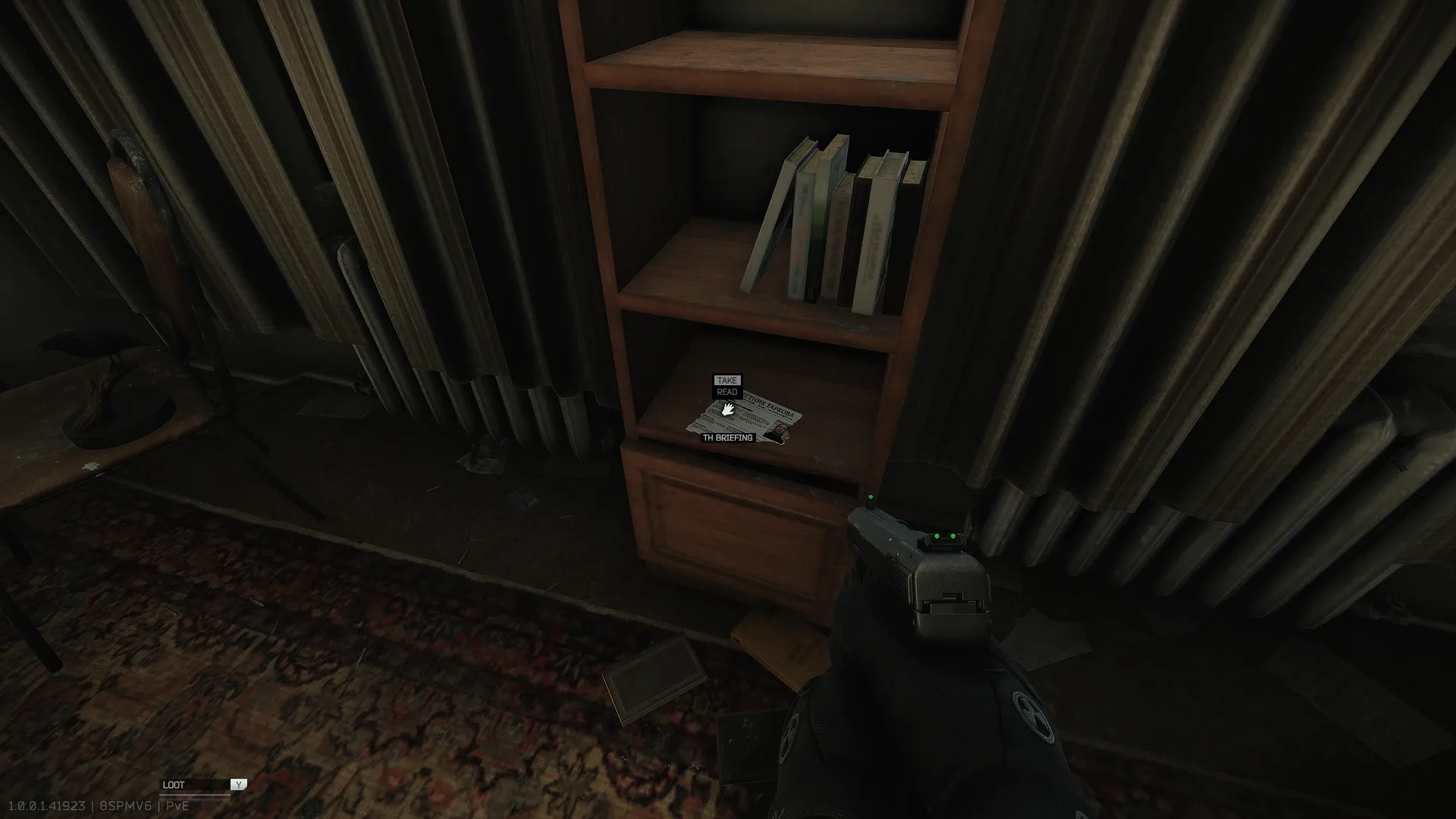 Tarkov Herald summary: in the bottom compartment of the bookshelf