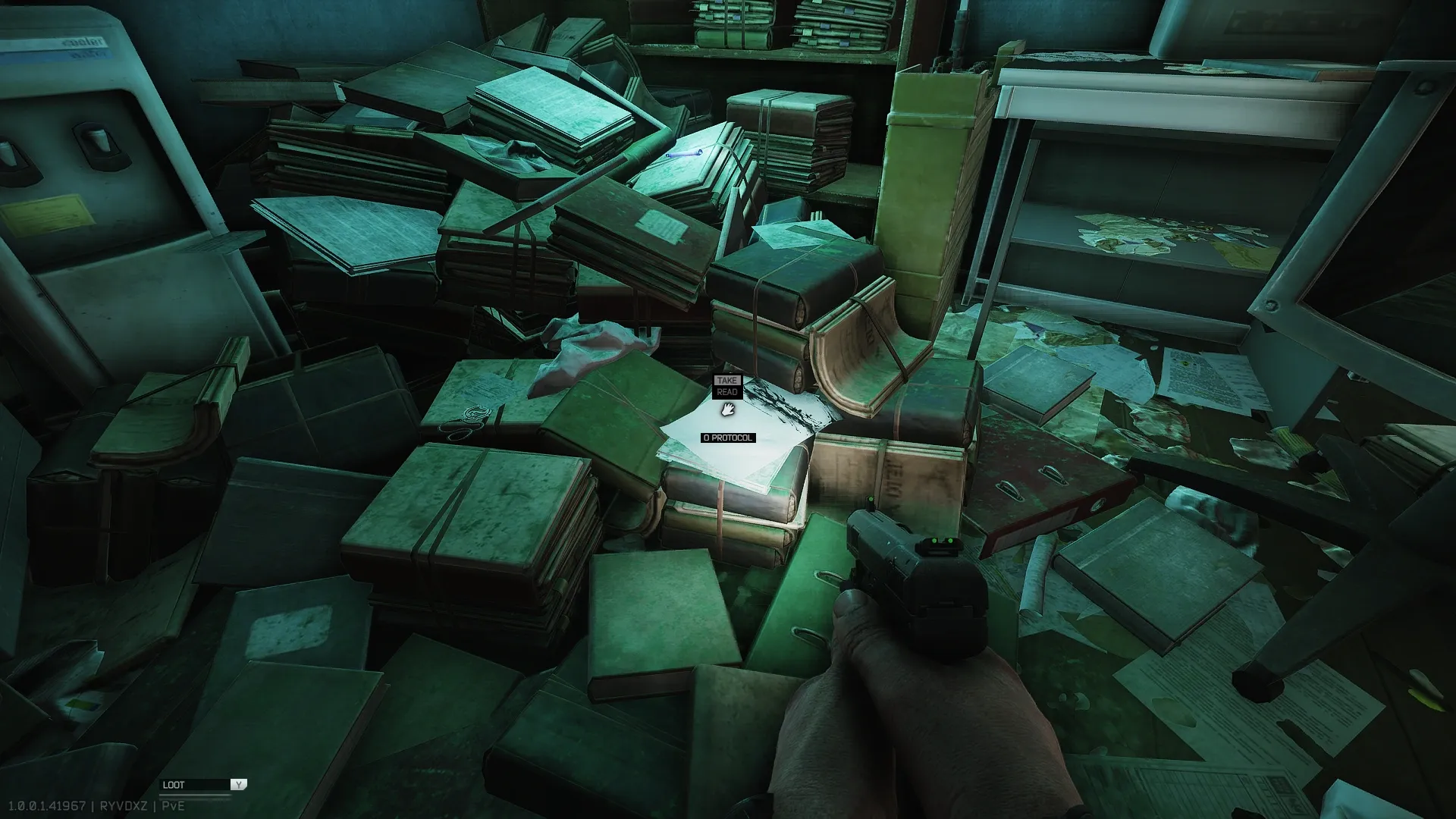 Document mentioning a protocol on the pile of documents
