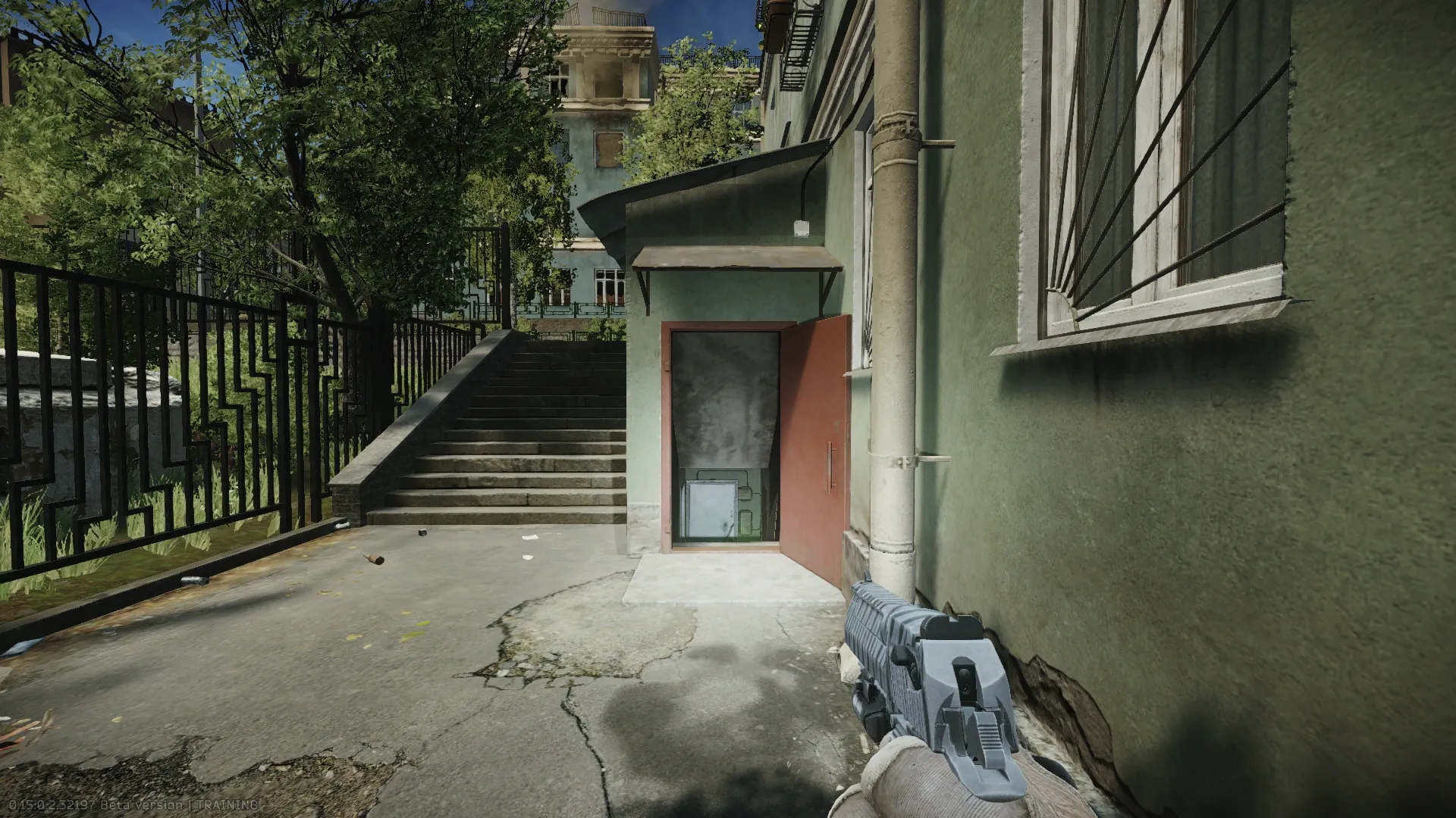The entrance at street level