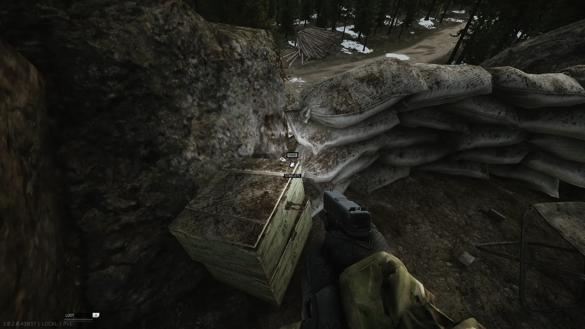 Strelets' amulet on a green crate at the sniper nest