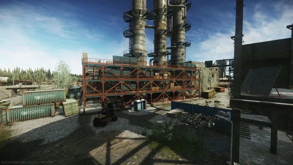 The industrial plant scaffolding