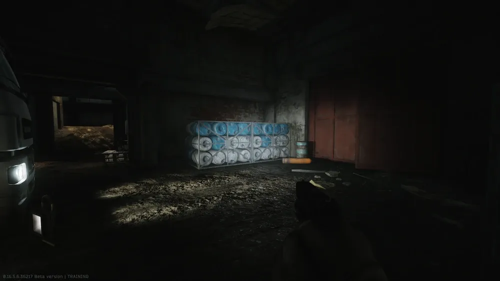 Spot 4: On the first floor in the garage at stacked barrels
