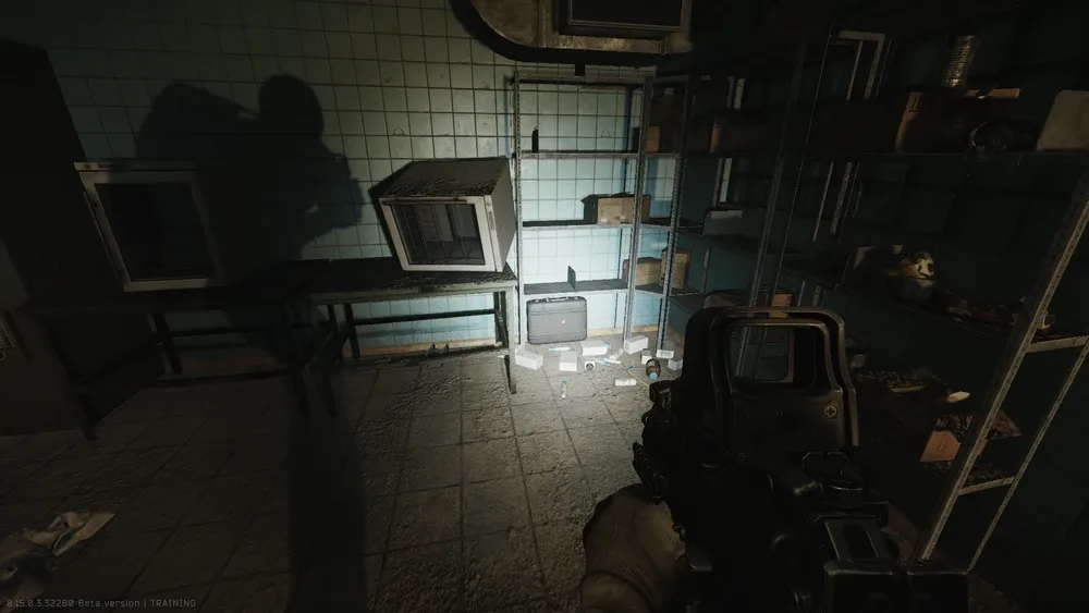 6: In the experiment's area, in the northeast corner on the floor