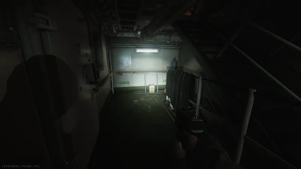 Behind the stairs