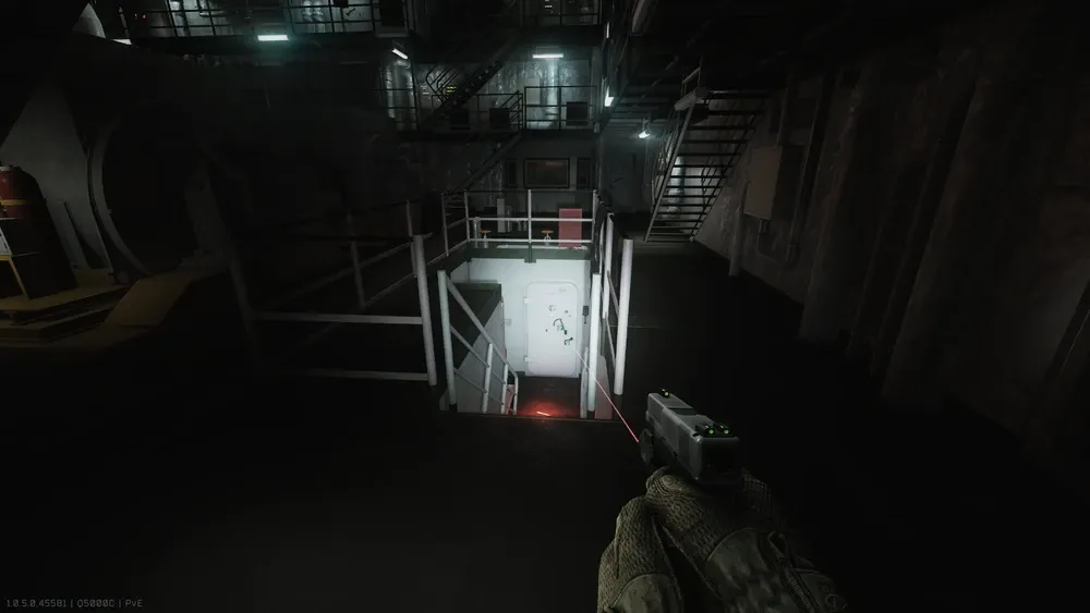 The stairs to the room from the engine room