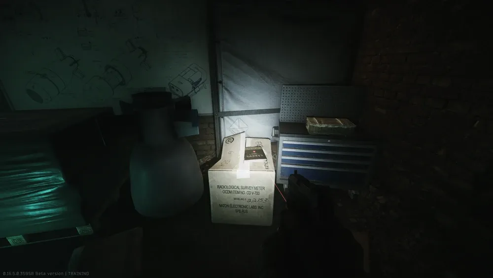 1: On the package next to the whiteboard