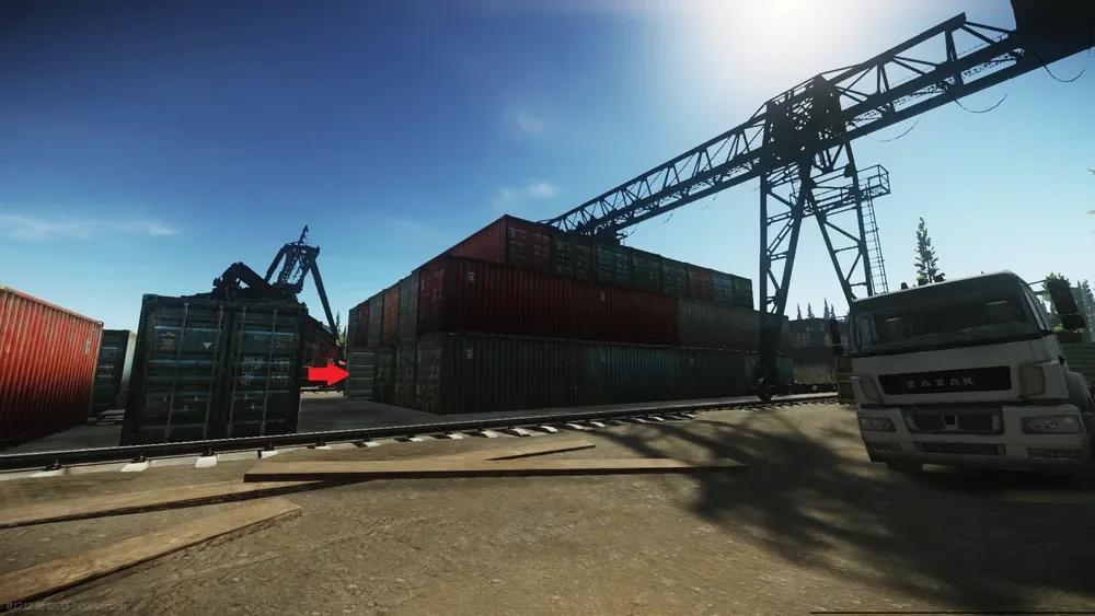 The group of containers with entrance marked