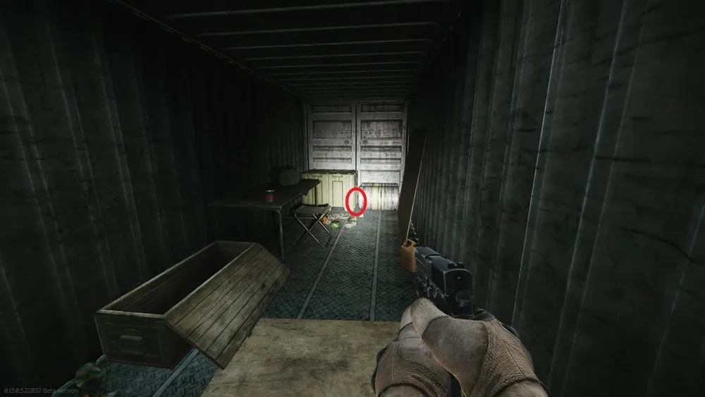 Inside the green container
