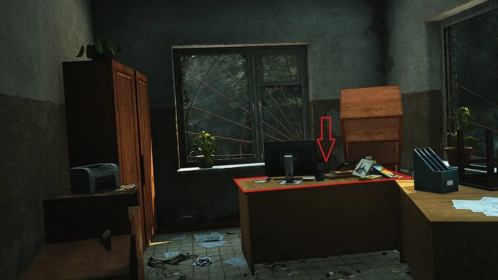 The table with the hard drive