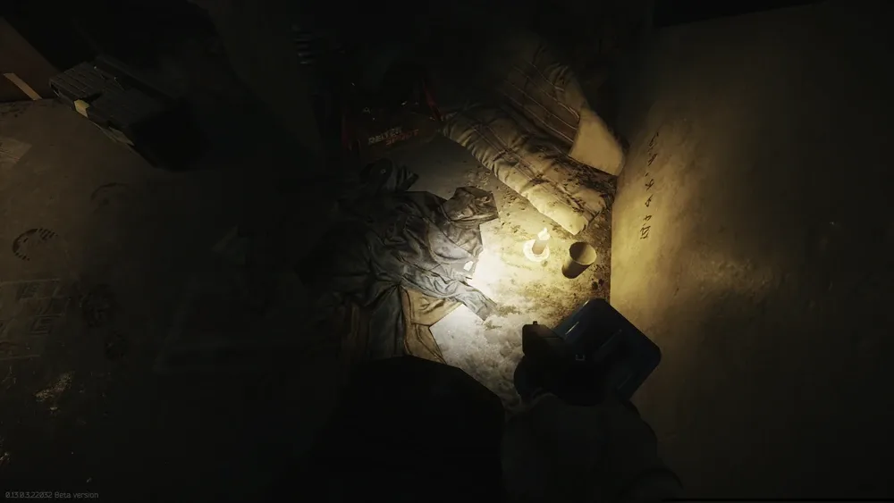 First journal spawn: Tucked under the jacket pile on the ground to the right after entering