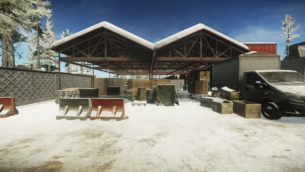 Locate and scout the warehouses at the depot on Woods — 1