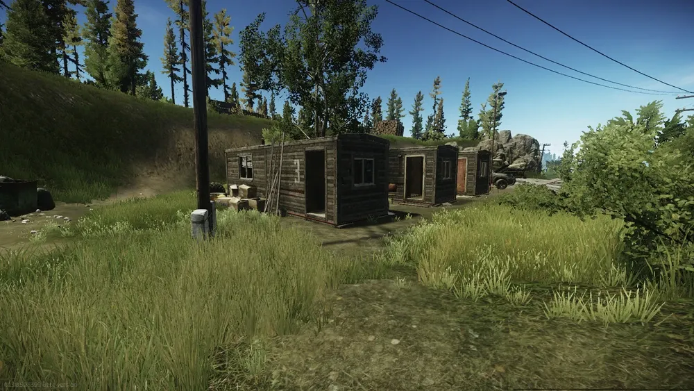 The cabins inside the lumber yard